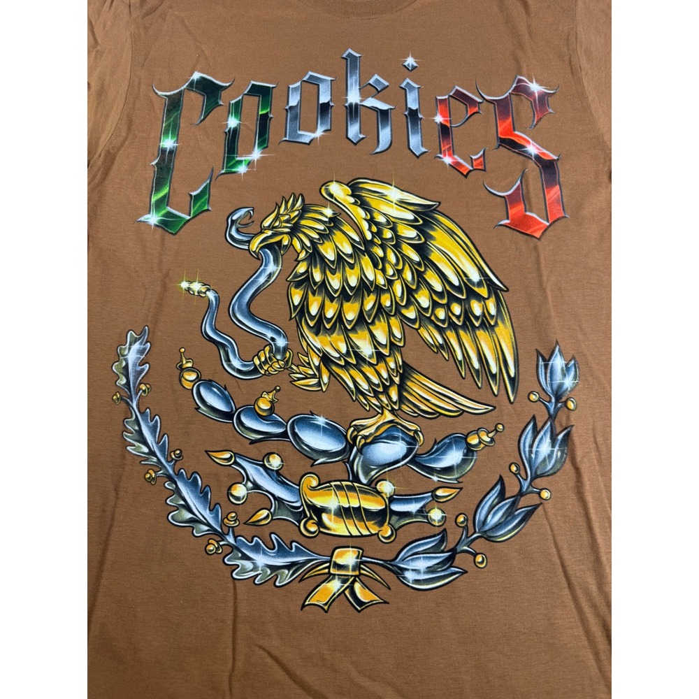 Cookies SF Mens Brown Graphic T-Shirt Eagle Snake Mexico Theme Size L